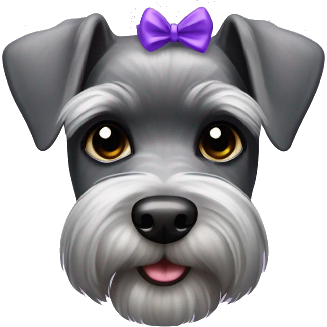 Miniature schnauzer with purple bow emoji