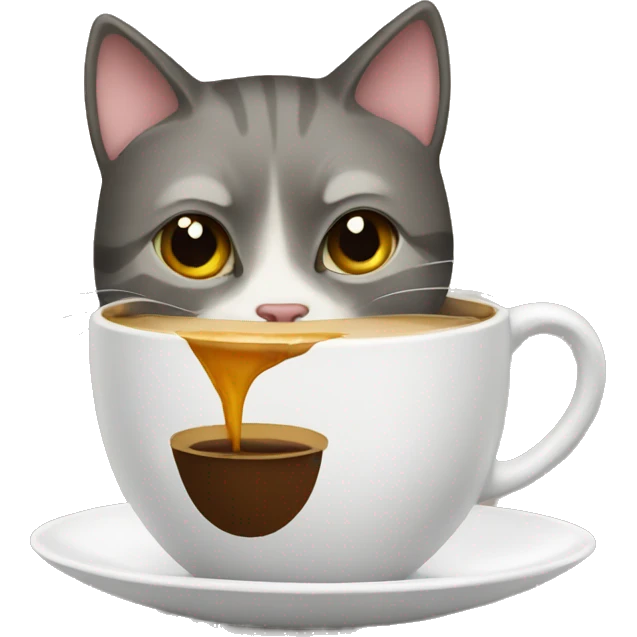 Cat drinks coffee emoji