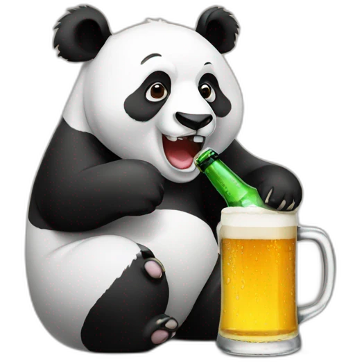Panda drinking beer emoji