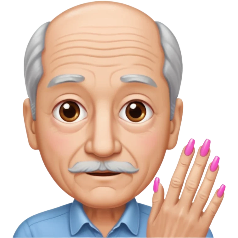 grandad woth long pink nails and very long eyelashes emoji