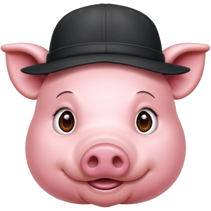 pig wear hat, front vỉew emoji