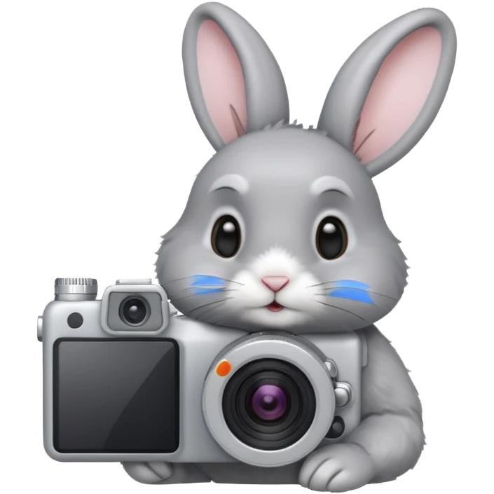 gray rabbit white camera emoji