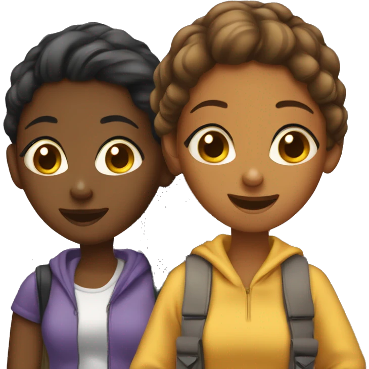 Two brown skin girls gossiping at school  emoji