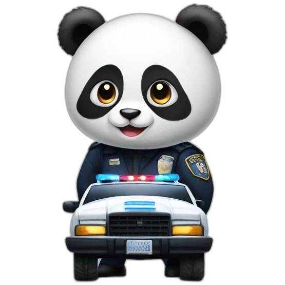 panda standing beside a police car emoji