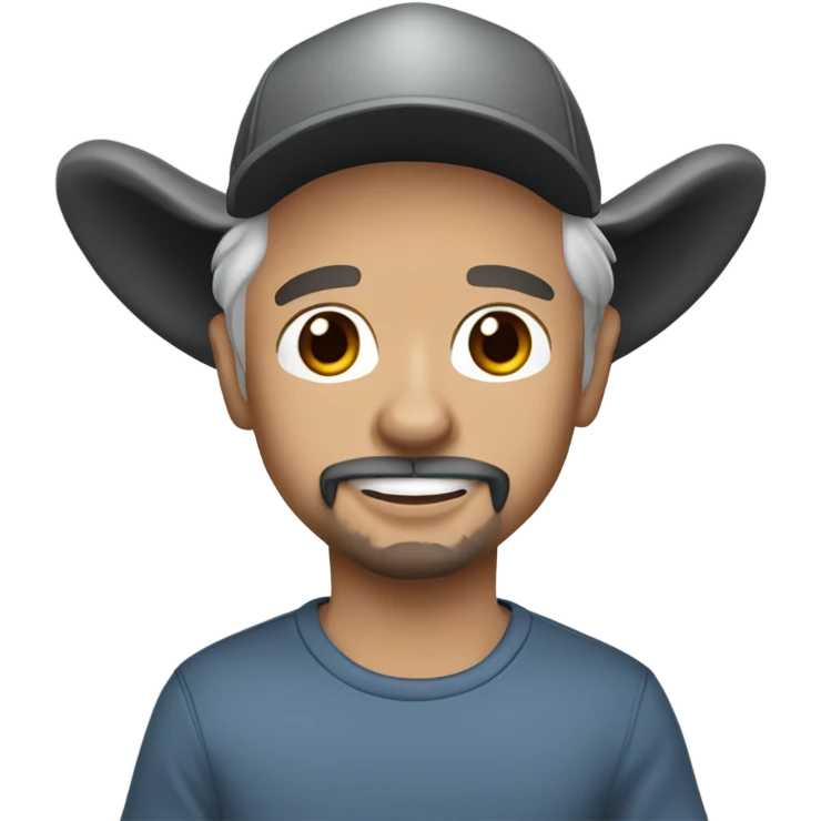 man blue eyes gray hair gray goatee ball cap holding chihuahua with long black hair emoji