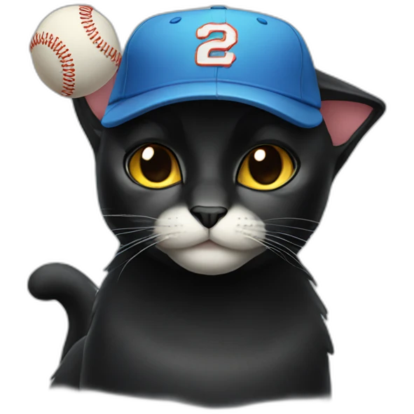 black cat wearing baseball cap emoji