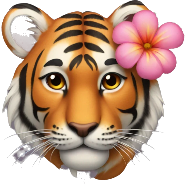 tiger with flower in hair emoji