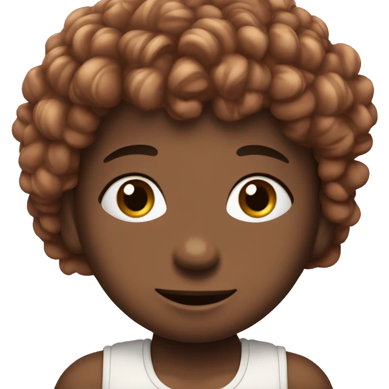 Bambino con capelli ricci e marroni e viso rosa  emoji