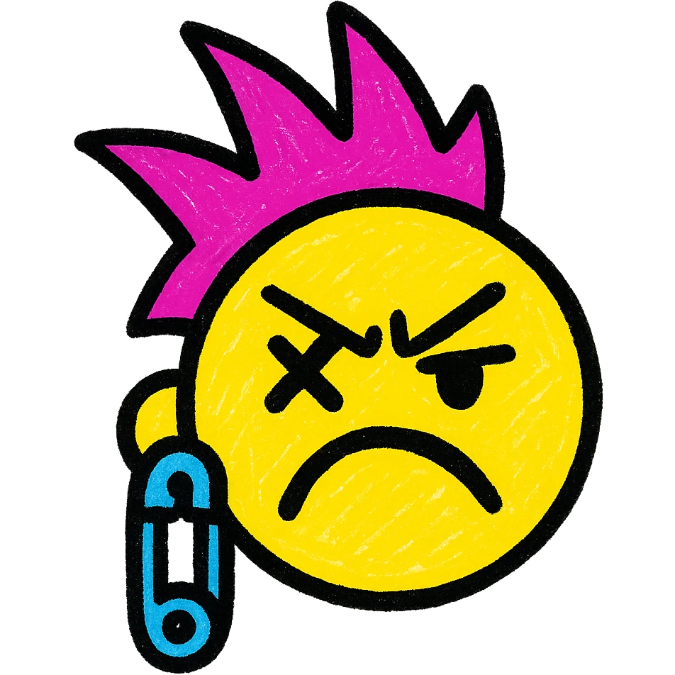 punk themed emoji, bold colors, rebellious attitude, edgy style emoji