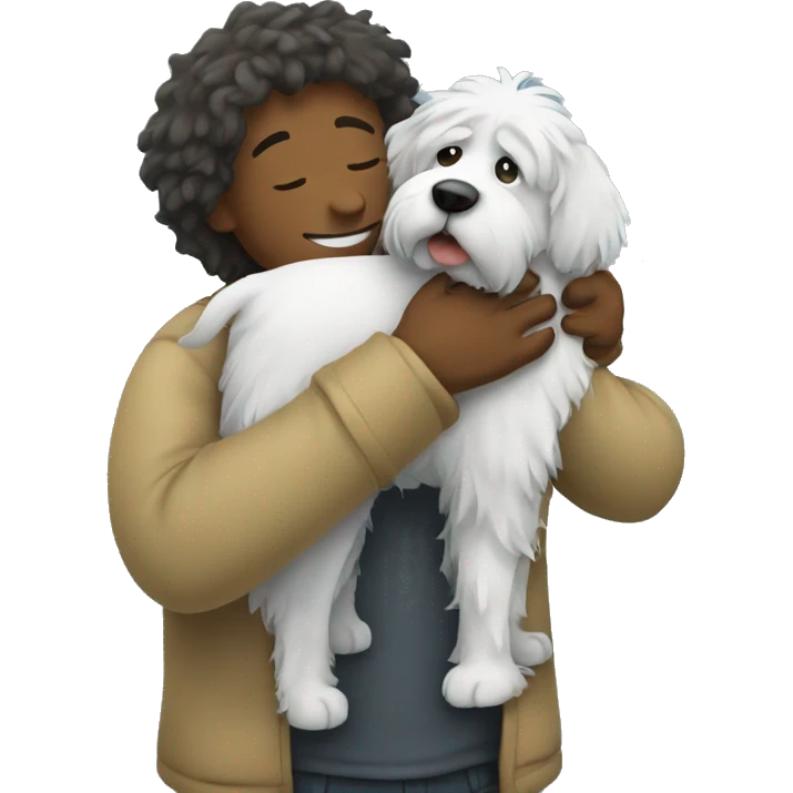 a vet hugging a shaggy dog emoji