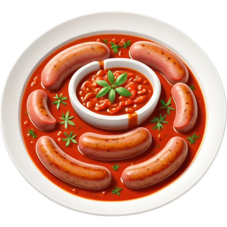 emoji of Rougail saucisse meal. Typical Reunion island meal consisted of Sliced sausage in tomato sauce (strong red color) with thym  emoji