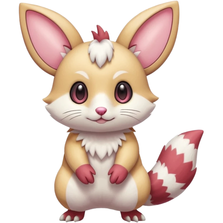 Cute adorable kawaii big-eyed anime-styled pastel Furret-Minccino-Zangoose-Buizel-hybrid-fusion, full body emoji