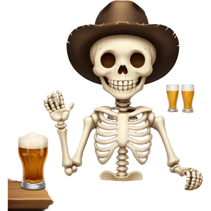 Happy skeleton ina saloon emoji