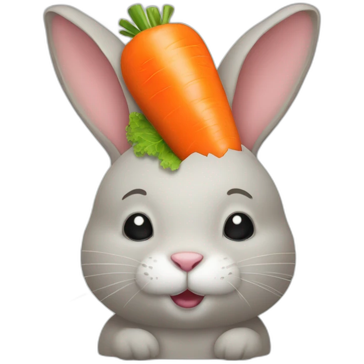 Small rabbit with carrot on head emoji