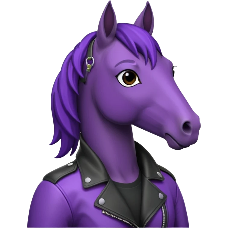 Purple horse wearing leather jacket
 emoji