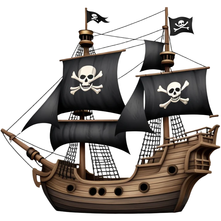 pirate ship with black flag emoji