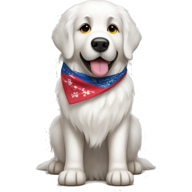 Great Pyrenees dog with bandanna  emoji