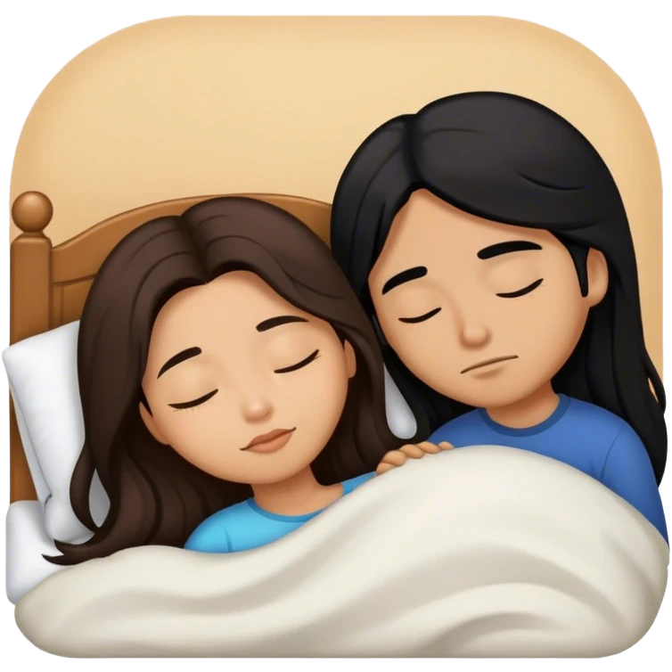 Caramel brown Guy with long black hair sleeping with brown hair Filipina emoji
