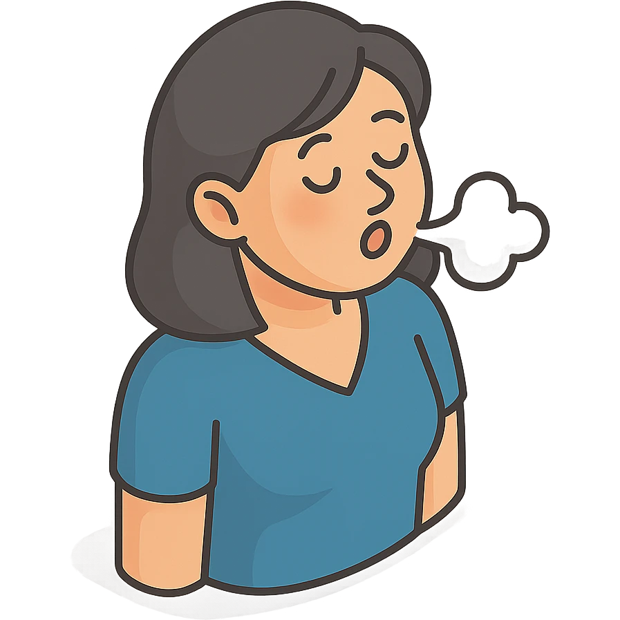 женщина выдыхает с облегчением emoji