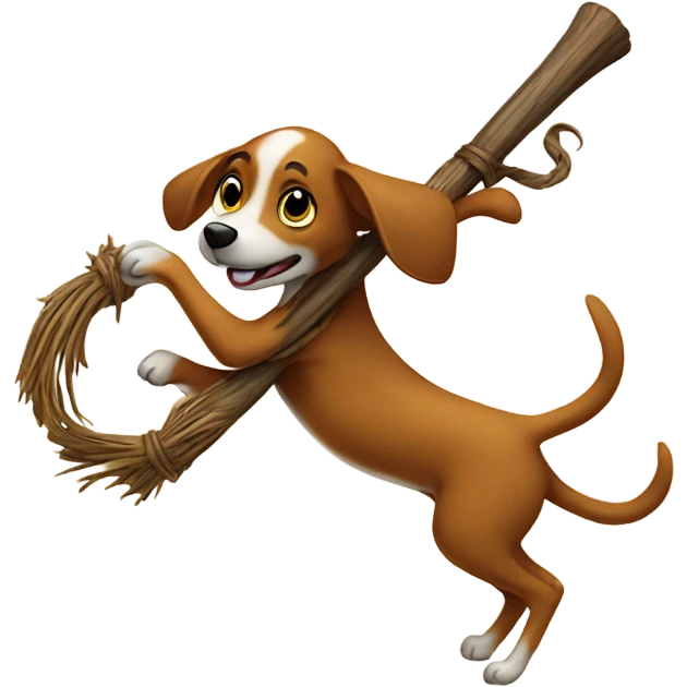 Dog on witches broom emoji