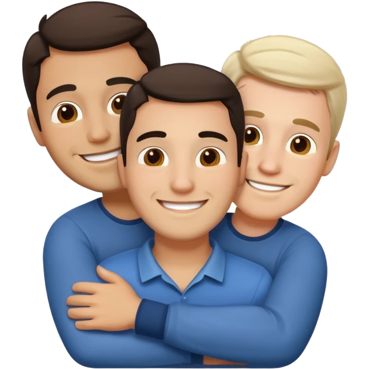 1 Hispanic and 2 white gay guys as a throuple emoji