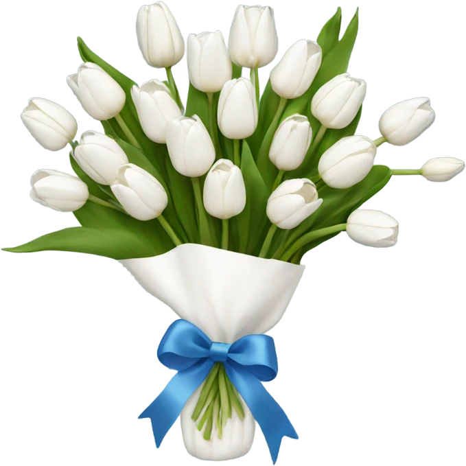 white tulip bouquet and add a ribbon emoji