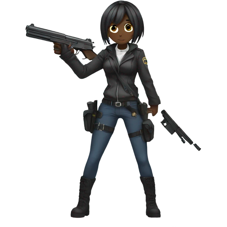 anime girl with a gun emoji