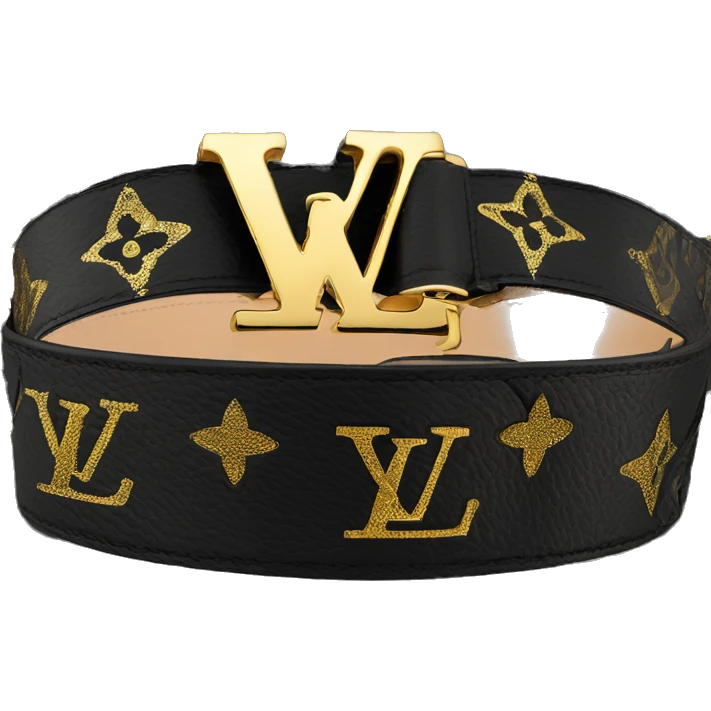 Luxury Black Louis hVuitton belt with Gold buckle emoji
