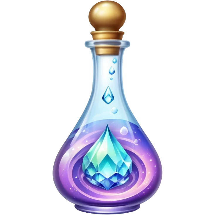 An ornate beautiful crystal vial containing a magical liquid emoji
