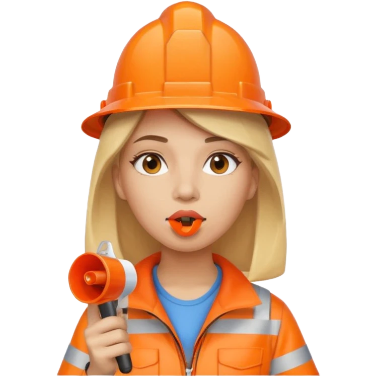 ağzında düdük kafasında huni olan kadın emoji
