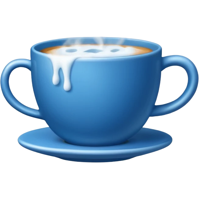 blue coffee cup with steam, no face emoji