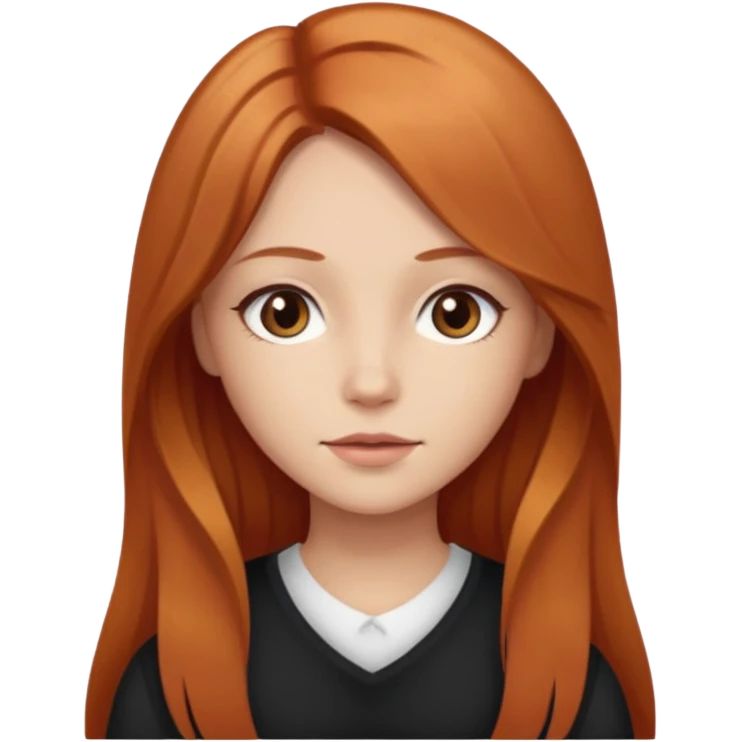 girlfriend with long middle part dark strawberry blonde hair with brown eyes emoji