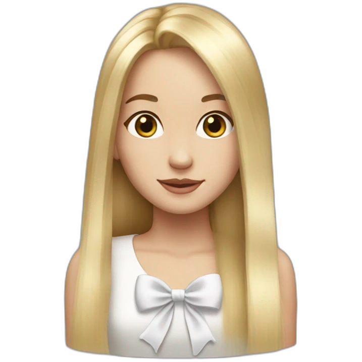 Long blonde straight hair with a white bow emoji