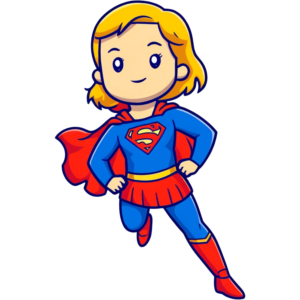 Supergirl superhero full body, blue suit with red cape and S emblem emoji