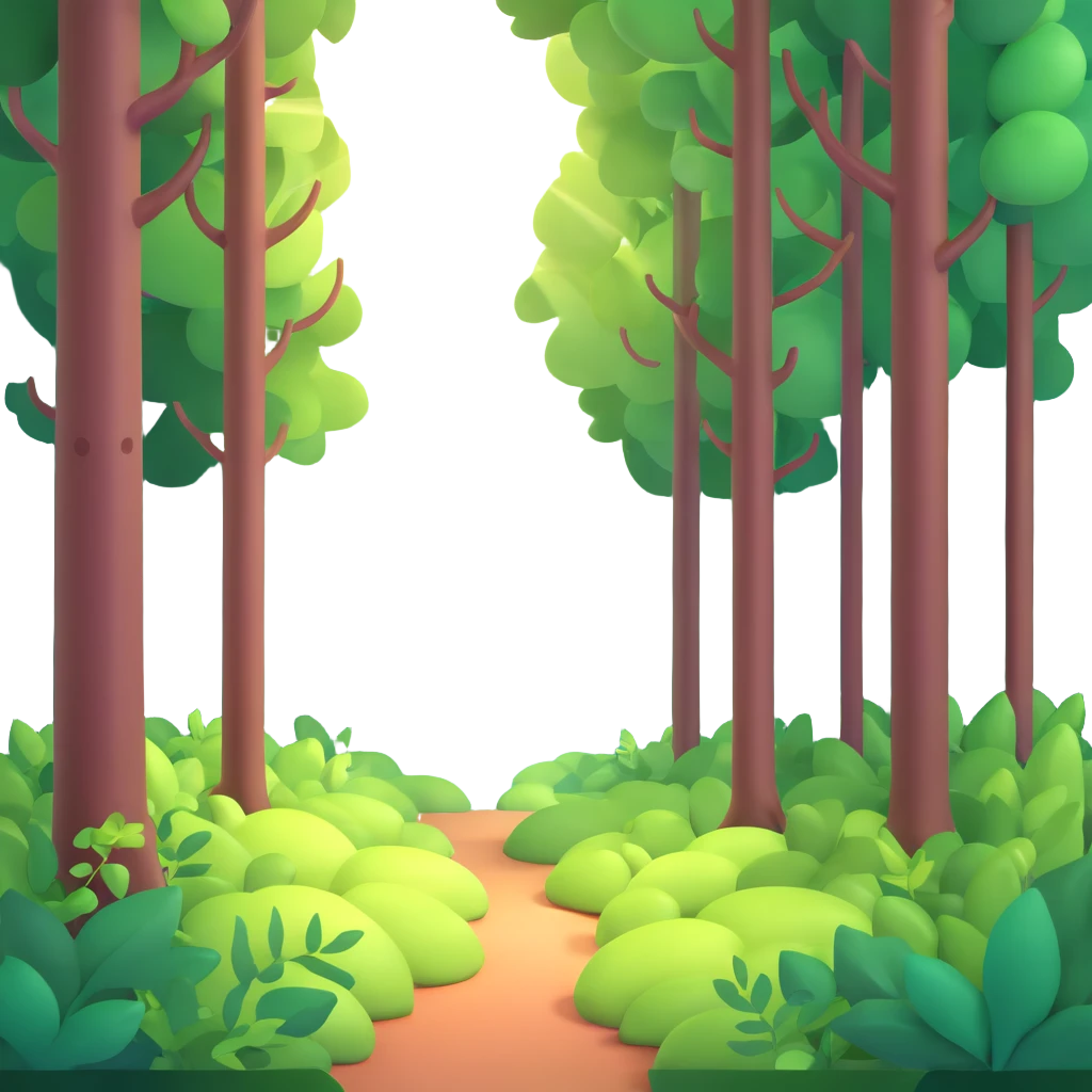 dense forest with sunlight filtering through trees emoji