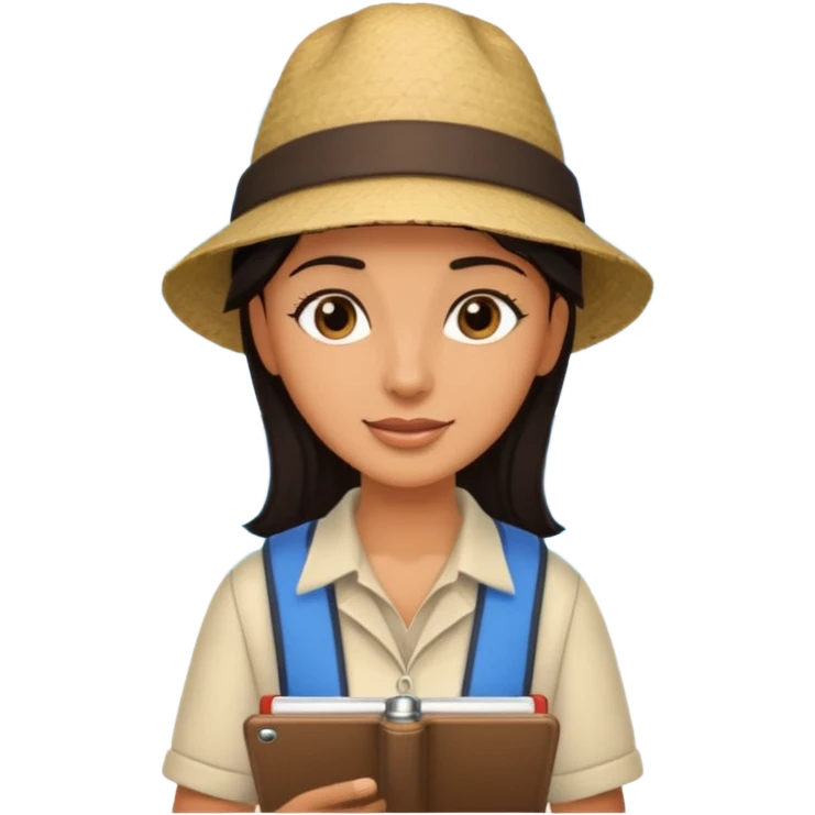 island tour guide with a notebook, dark hair emoji