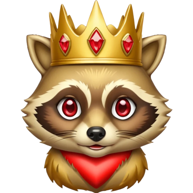 Gold Racoon with gold with red jewelled crown , outline in red emoji