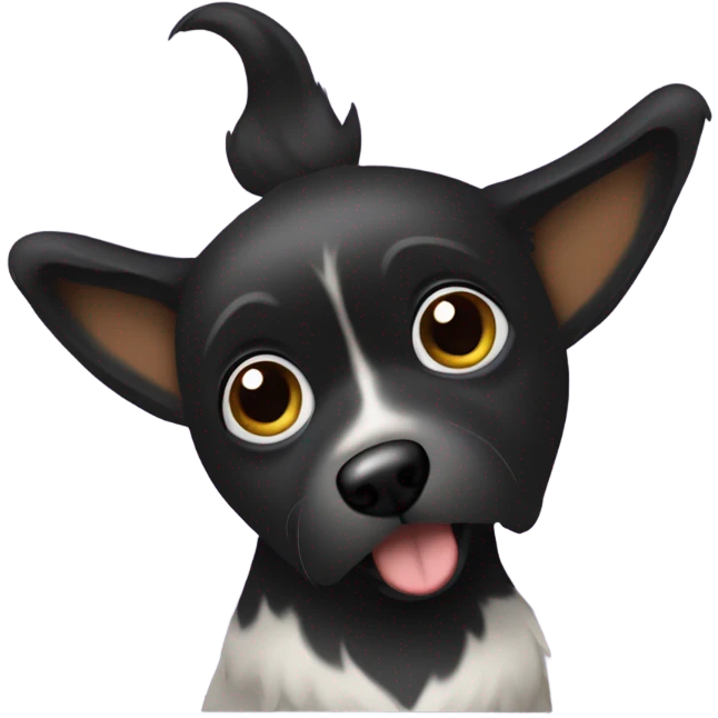Perro negro peludo orejas largas emoji