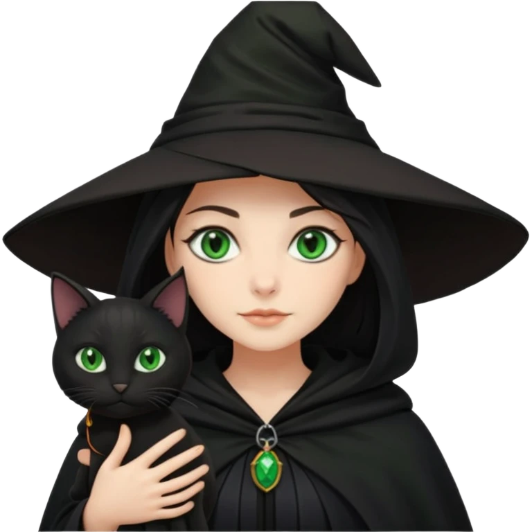 Witch with cat companion emoji