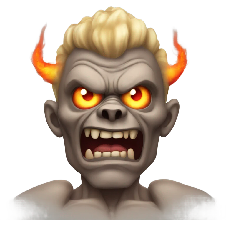 A very scary human Monster with Big muscle arms and flaming eyes  emoji