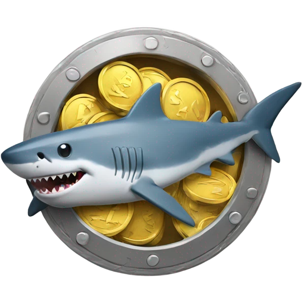 coins with shark inside emoji