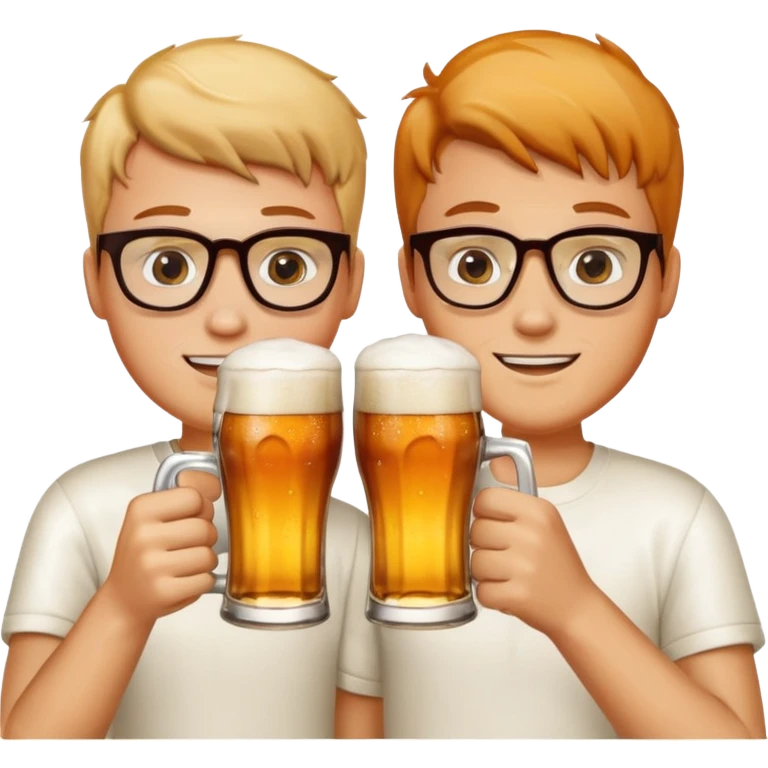 Two young guys holding a glass of beer in their hand and clinking glasses of beer emoji