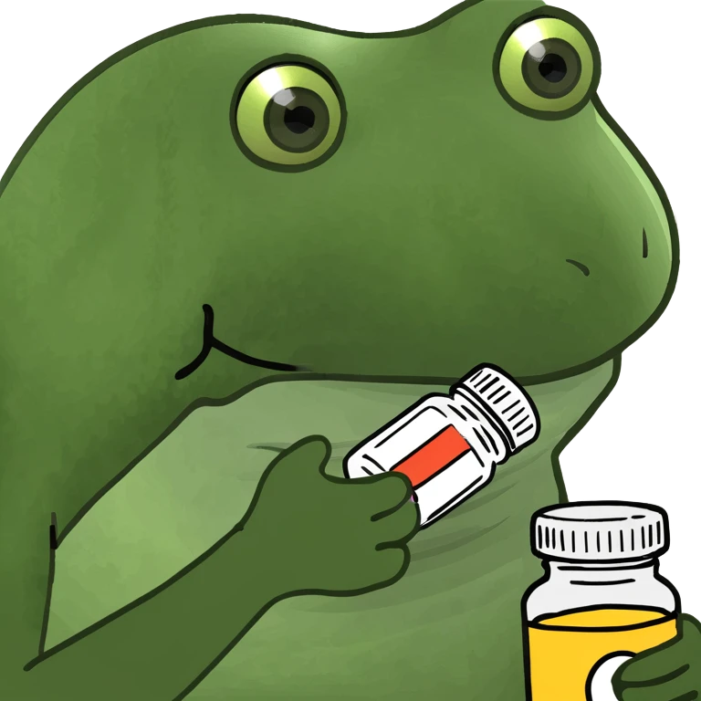 Frog with medicine emoji