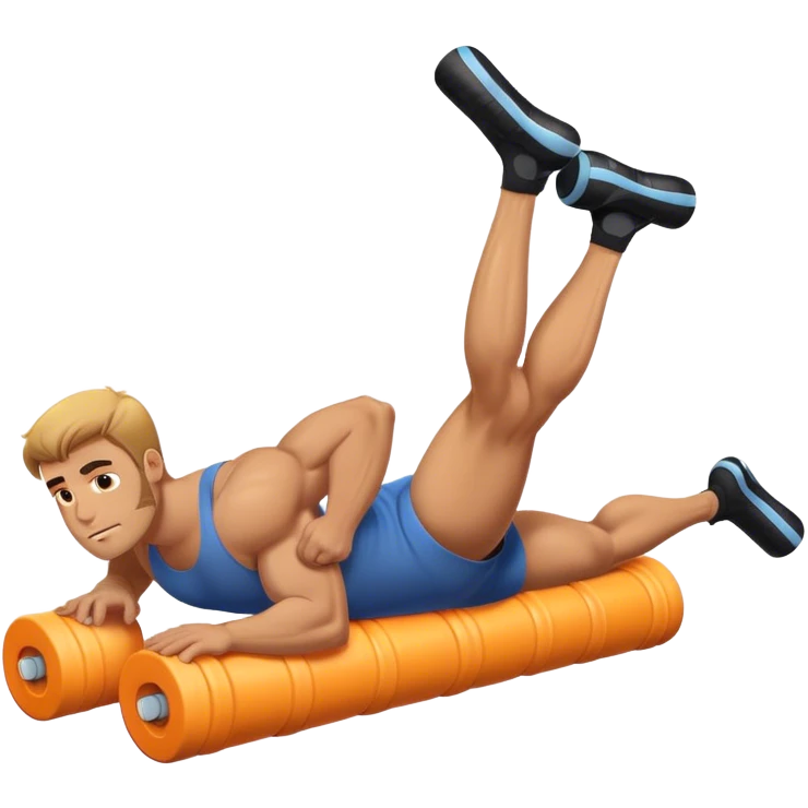 buff guy lying lats down on foam-roller emoji