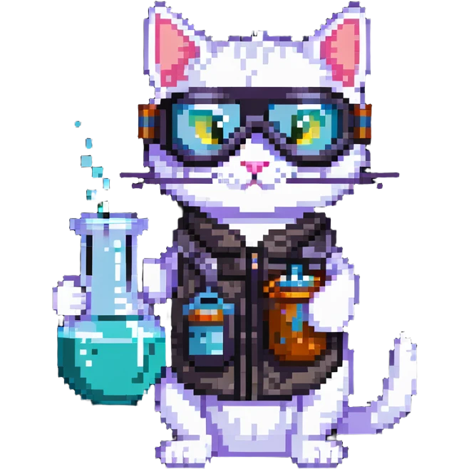 cat scientist with goggles and beaker emoji