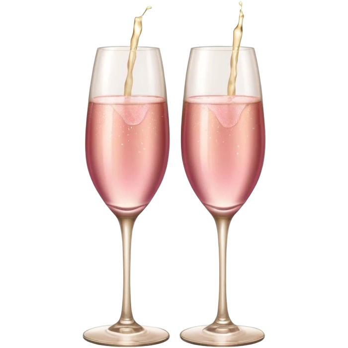 champagne glasses with pink champagne giving cheers with two hands five fingers emoji