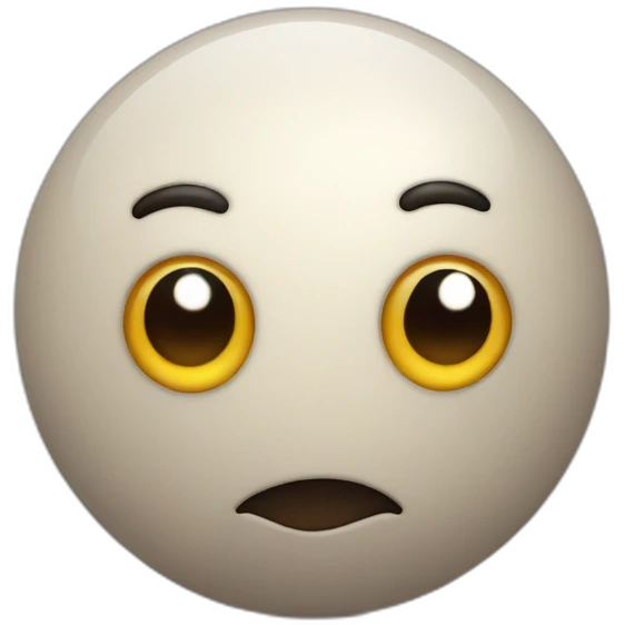 3d sphere with a cartoon wistful skin texture with big stupid eyes emoji