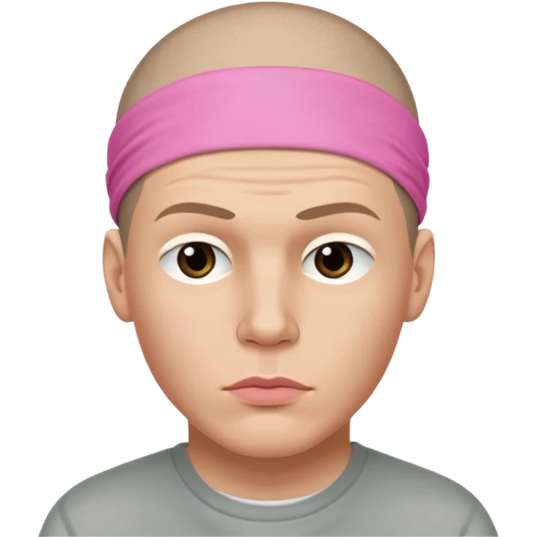 Micheal scofield looks to the side with his lips pursed with a pink ribbon on his head emoji