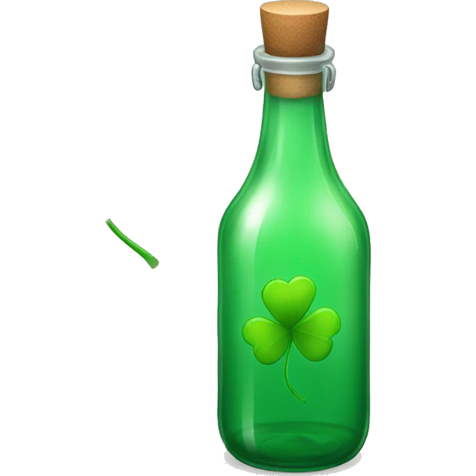 Ios 9.1 emoji style, a four-leaf clover in a glass bottle emoji