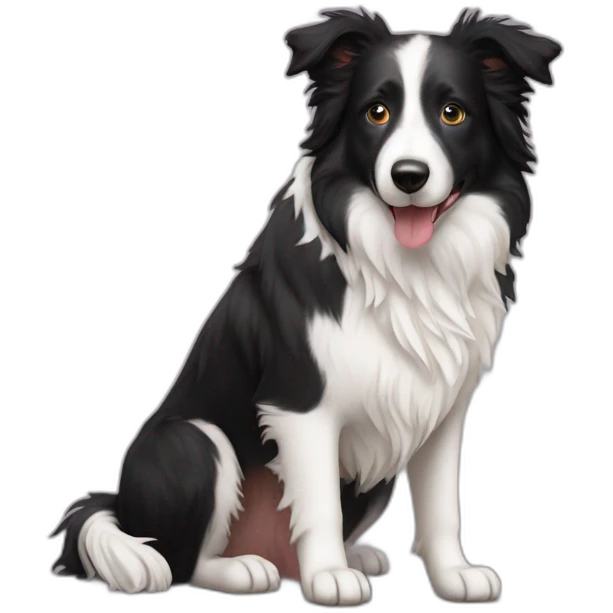 Border collie with a baby yorkshare emoji